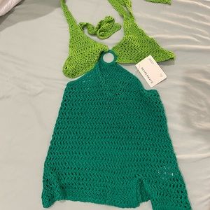 Green Crochet Mini Dress